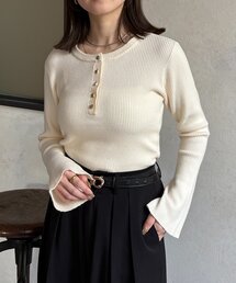 Thevon（ゼボン）の「ヘンリーネック袖フレアリブニット（ニット/セーター）」
