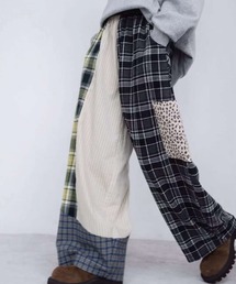 AsheKsha（アシクシャ）の「アメリカンスタイルのトレンドパッチワークルーズワイドパンツ（その他パンツ）」