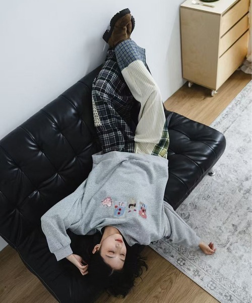 AsheKsha(アシクシャ)の「アメリカンスタイルのトレンドパッチワークルーズワイドパンツ(その他パンツ・レディース・ブラック・S/M)」の5枚目の写真