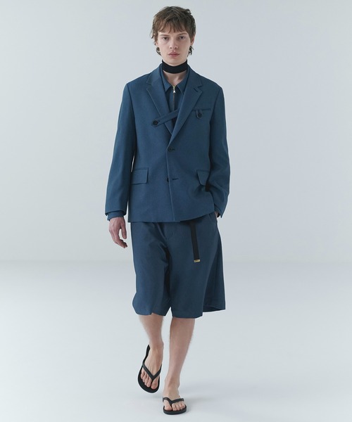 CULLNI(クルニ)の「Denim Like Button-Tab Pocket Zip Up Shirt(シャツ/ブラウス・メンズ・ネイビー/ブルー/ブラック・2/1/0)」の5枚目の写真