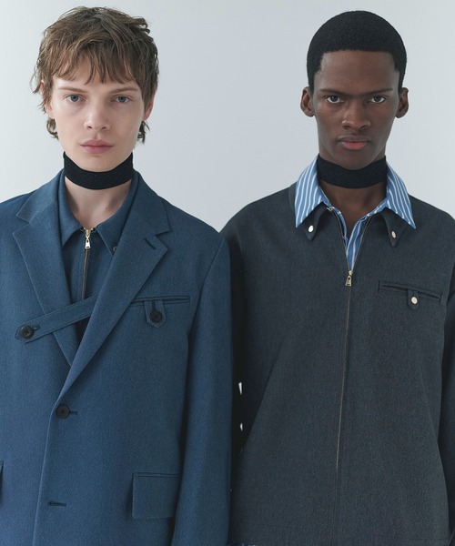 CULLNI(クルニ)の「Denim Like Button-Tab Pocket Zip Up Shirt(シャツ/ブラウス・メンズ・ネイビー/ブルー/ブラック・2/1/0)」の6枚目の写真