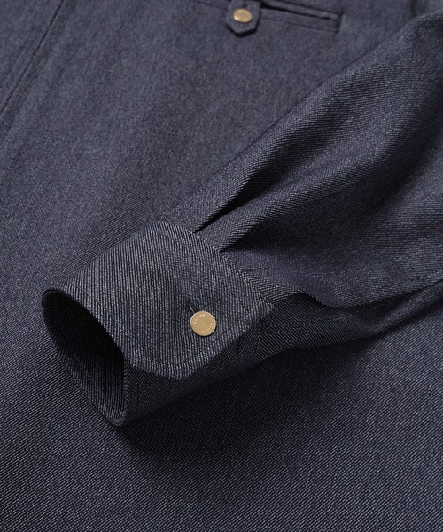 CULLNI(クルニ)の「Denim Like Button-Tab Pocket Zip Up Shirt(シャツ/ブラウス・メンズ・ネイビー/ブルー/ブラック・2/1/0)」の14枚目の写真