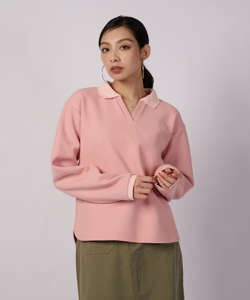 Eddie Bauer(エディーバウアー)の「トラベル テリー 長袖ポロ(ポロシャツ・レディース・チャコールグレー/ライトブルー/ピンク・M/L/XL/S)」の1枚目の写真