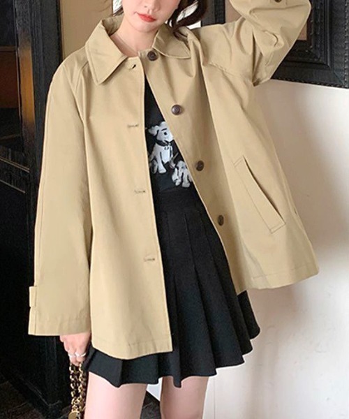 SHEENA(シーナ)の「ステンカラーショートコート(ステンカラーコート・レディース・ベージュ・M)」の2枚目の写真