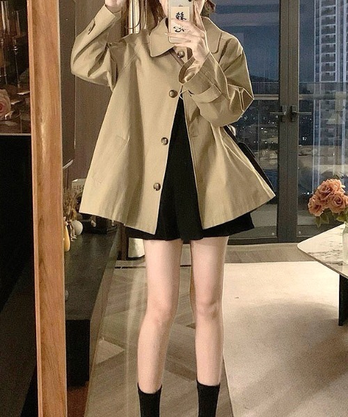 SHEENA(シーナ)の「ステンカラーショートコート(ステンカラーコート・レディース・ベージュ・M)」の9枚目の写真