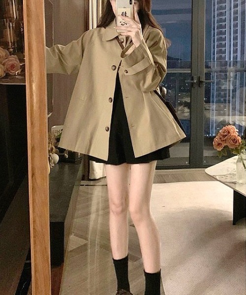 SHEENA(シーナ)の「ステンカラーショートコート(ステンカラーコート・レディース・ベージュ・M)」の10枚目の写真
