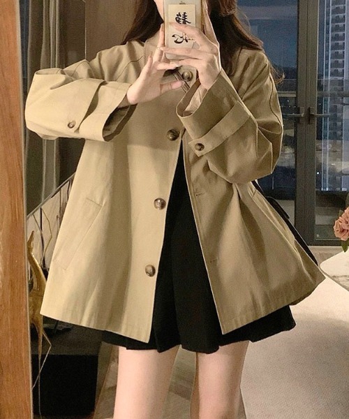 SHEENA(シーナ)の「ステンカラーショートコート(ステンカラーコート・レディース・ベージュ・M)」の12枚目の写真
