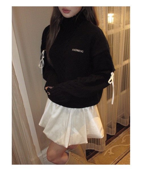 Ribbon Balloon Cutout Dress（ワンピース）｜andwang（アンドワン）の