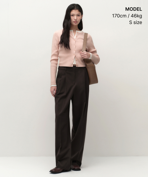 MUSINSA STANDARD WOMAN（ムシンサスタンダードウーマン）の「ウィメンズケーブルラウンドネックカーディガン[ライトピンク]（カーディガン/ボレロ・レディース・その他・SMALL/MEDIUM/LARGE/X-SMALL）」の8枚目の写真
