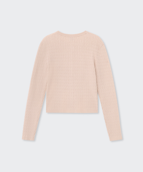 MUSINSA STANDARD WOMAN（ムシンサスタンダードウーマン）の「ウィメンズケーブルラウンドネックカーディガン[ライトピンク]（カーディガン/ボレロ・レディース・その他・SMALL/MEDIUM/LARGE/X-SMALL）」の5枚目の写真
