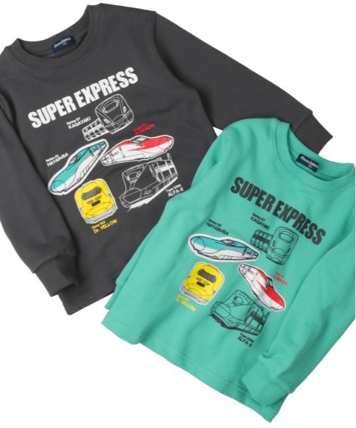 Moujonjon（ムージョンジョン）の「【WEB限定】JR新幹線電車裏毛トレーナー（スウェット・キッズ・エメラルド/スミクロ・100/120/110/95/90）」の9枚目の写真