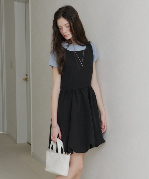 GIUNON（ジウノン）の「2way switching balloon dress / 2way切り替えバルーンワンピ（ワンピース・レディース・ブラック・0/1）」の4枚目の写真