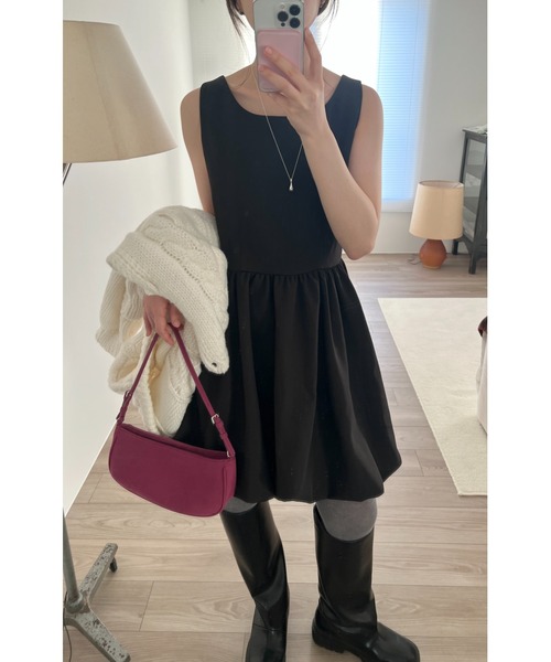 GIUNON（ジウノン）の「2way switching balloon dress / 2way切り替えバルーンワンピ（ワンピース・レディース・ブラック・0/1）」の7枚目の写真