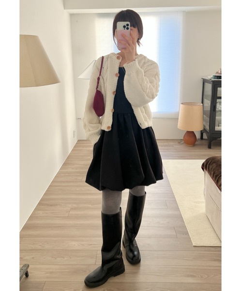 GIUNON（ジウノン）の「2way switching balloon dress / 2way切り替えバルーンワンピ（ワンピース・レディース・ブラック・0/1）」の8枚目の写真