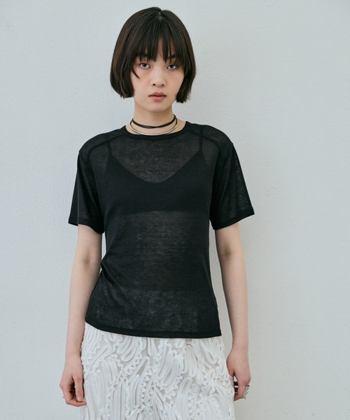 AIC.(エーアイシー)の「シアーハーフスリーブコンパクトTシャツ(Tシャツ/カットソー・レディース・ブラック/ピンク/オフホワイト・FREE)」の19枚目の写真