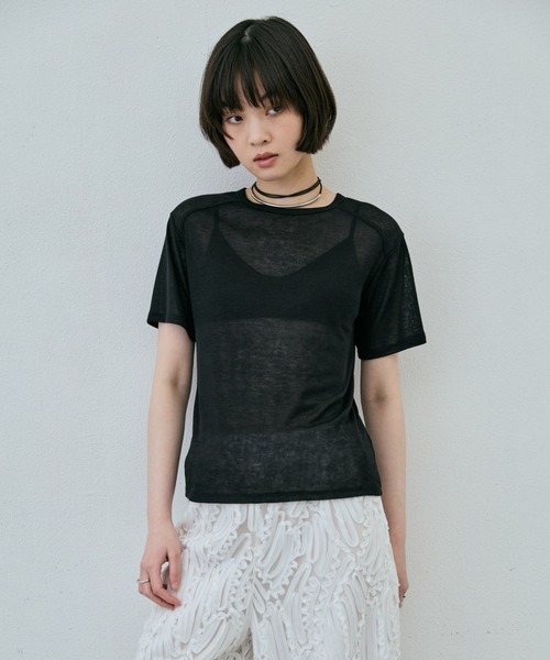 AIC.(エーアイシー)の「シアーハーフスリーブコンパクトTシャツ(Tシャツ/カットソー・レディース・ブラック/ピンク/オフホワイト・FREE)」の18枚目の写真