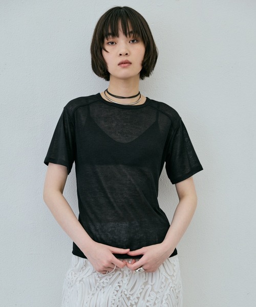 AIC.(エーアイシー)の「シアーハーフスリーブコンパクトTシャツ(Tシャツ/カットソー・レディース・ブラック/ピンク/オフホワイト・FREE)」の21枚目の写真