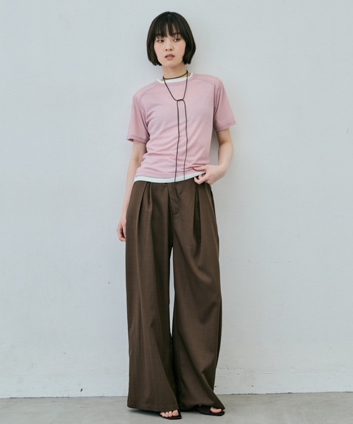 AIC.(エーアイシー)の「シアーハーフスリーブコンパクトTシャツ(Tシャツ/カットソー・レディース・ブラック/ピンク/オフホワイト・FREE)」の14枚目の写真