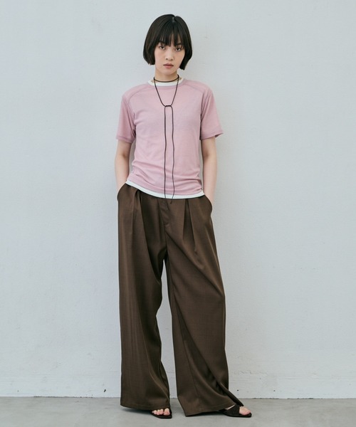 AIC.(エーアイシー)の「シアーハーフスリーブコンパクトTシャツ(Tシャツ/カットソー・レディース・ブラック/ピンク/オフホワイト・FREE)」の15枚目の写真