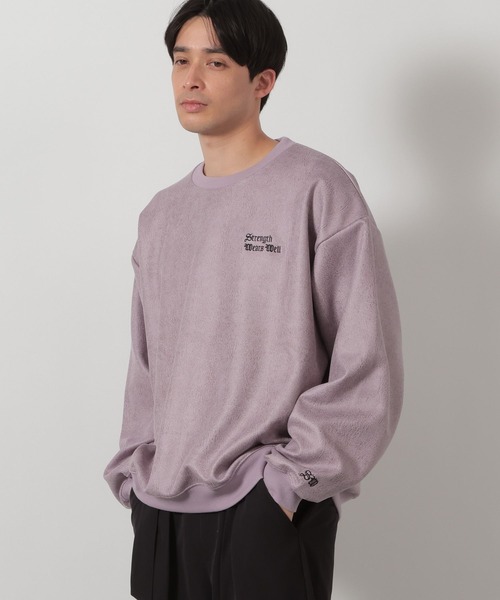 LAKOLE（ラコレ）の「レザーライクロゴプルオーバー/645798（スウェット・メンズ・ラベンダー/ブラック/ベージュ・MEDIUM/LARGE）」の3枚目の写真