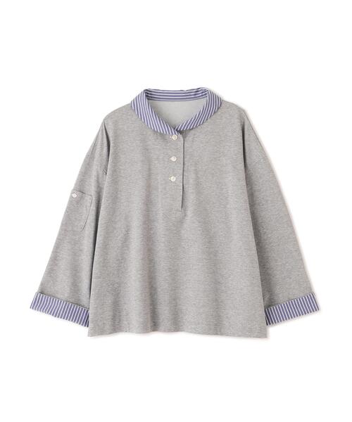 human woman(ヒューマンウーマン)の「◆【接触冷感】COOLMAX プレーティング天竺(Tシャツ/カットソー・レディース・グレー/ネイビー・MEDIUM)」の3枚目の写真