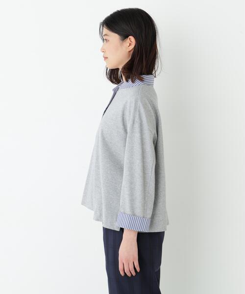 human woman(ヒューマンウーマン)の「◆【接触冷感】COOLMAX プレーティング天竺(Tシャツ/カットソー・レディース・グレー/ネイビー・MEDIUM)」の7枚目の写真