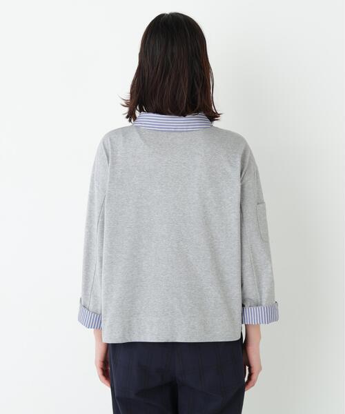 human woman(ヒューマンウーマン)の「◆【接触冷感】COOLMAX プレーティング天竺(Tシャツ/カットソー・レディース・グレー/ネイビー・MEDIUM)」の8枚目の写真