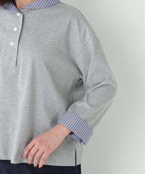 human woman(ヒューマンウーマン)の「◆【接触冷感】COOLMAX プレーティング天竺(Tシャツ/カットソー・レディース・グレー/ネイビー・MEDIUM)」の10枚目の写真