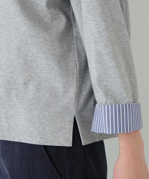 human woman(ヒューマンウーマン)の「◆【接触冷感】COOLMAX プレーティング天竺(Tシャツ/カットソー・レディース・グレー/ネイビー・MEDIUM)」の11枚目の写真