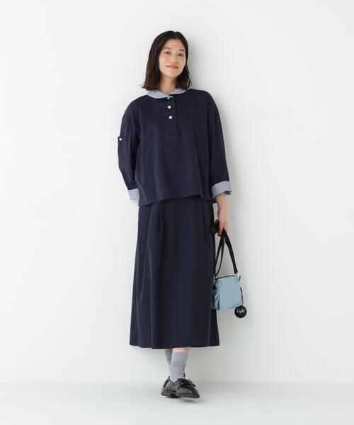 human woman(ヒューマンウーマン)の「◆【接触冷感】COOLMAX プレーティング天竺(Tシャツ/カットソー・レディース・グレー/ネイビー・MEDIUM)」の15枚目の写真