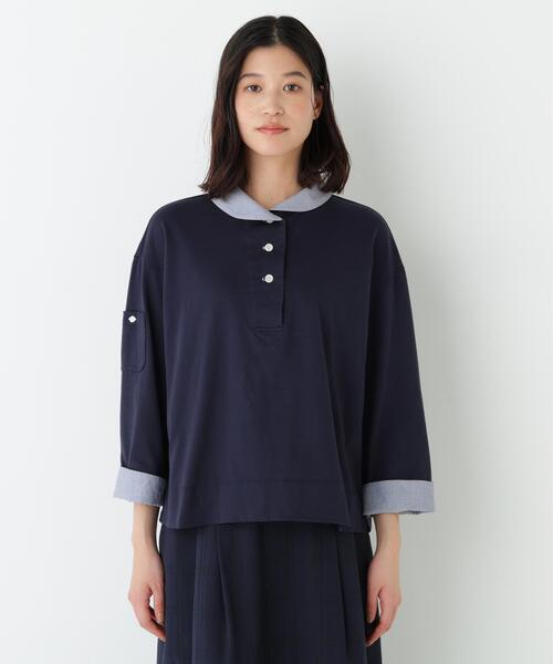 human woman(ヒューマンウーマン)の「◆【接触冷感】COOLMAX プレーティング天竺(Tシャツ/カットソー・レディース・グレー/ネイビー・MEDIUM)」の16枚目の写真