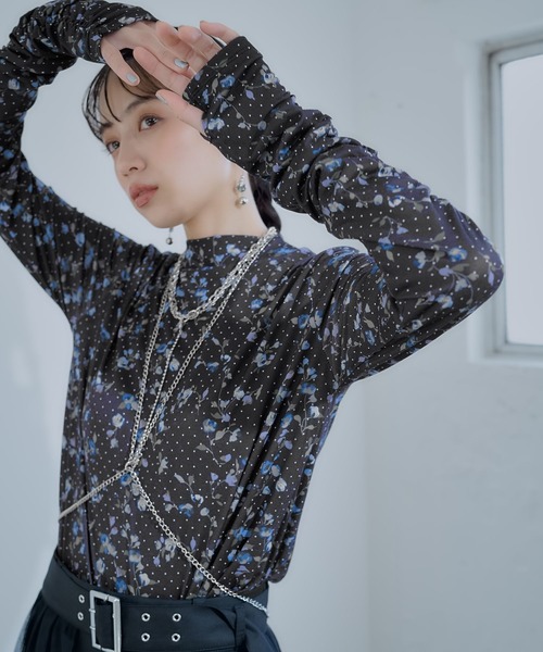 HARE（ハレ）の「フラワードットガラカットソー(HARE)（Tシャツ/カットソー・レディース・ブルー/イエロー/パープル・FREE）」の18枚目の写真