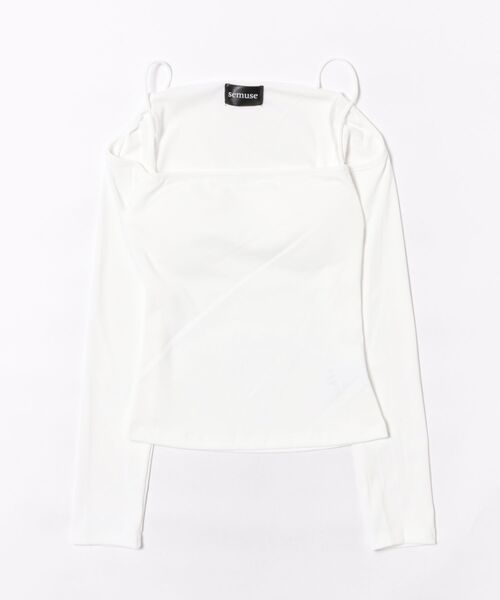 semuse（セミューズ）の「パッド付キャシャストラップトップス（Tシャツ/カットソー・レディース・ブラック/ホワイト/レッド・FREE）」の17枚目の写真