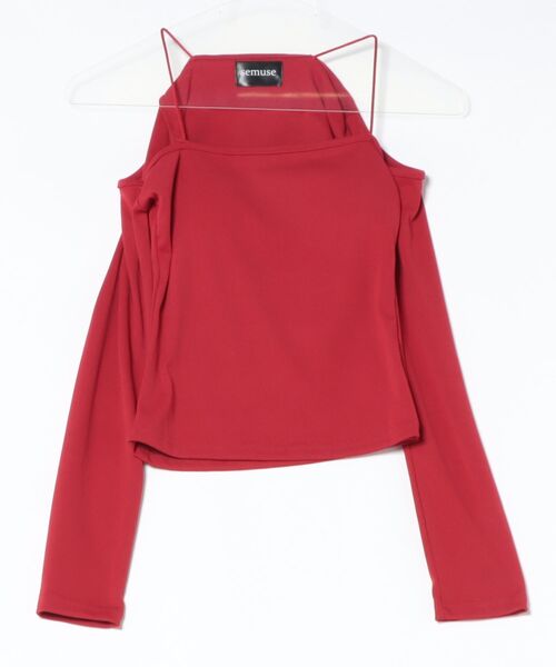 semuse（セミューズ）の「パッド付キャシャストラップトップス（Tシャツ/カットソー・レディース・ブラック/ホワイト/レッド・FREE）」の16枚目の写真