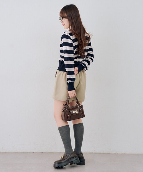 continuer de NICE CLAUP（コンティニューデナイスクラップ）の「【一枚で旬な着こなしに】スキッパー布帛ポロニット（ニット/セーター・レディース・トップグレー/アイボリー/ネイビー/その他2/その他1・FREE）」の13枚目の写真
