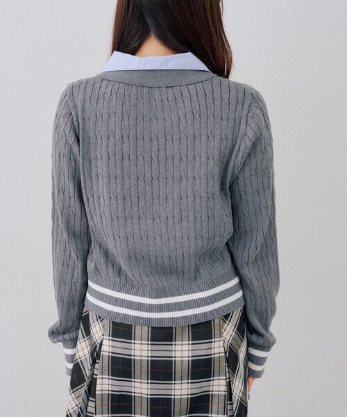 continuer de NICE CLAUP（コンティニューデナイスクラップ）の「【一枚で旬な着こなしに】スキッパー布帛ポロニット（ニット/セーター・レディース・トップグレー/アイボリー/ネイビー/その他2/その他1・FREE）」の16枚目の写真