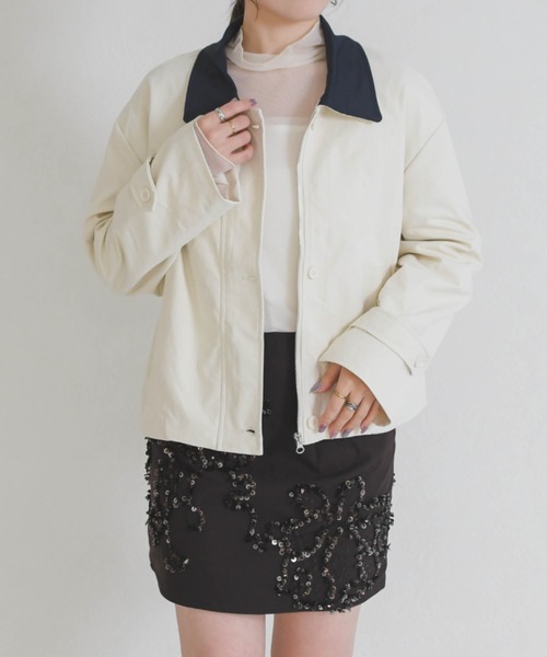 31 Sons de mode(トランテアン ソン ドゥ モード)の「配色カラージャケット(ブルゾン・レディース・ネイビー/アイボリー・フリ-)」の6枚目の写真
