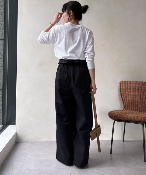 DouDou(ドゥドゥ)の「【WEB限定】レタリングプリントロンTEE(Tシャツ/カットソー・レディース・ブラック/グレー/オフホワイト・FREE)」の7枚目の写真