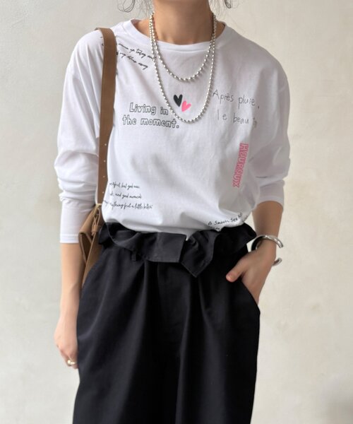 DouDou(ドゥドゥ)の「【WEB限定】レタリングプリントロンTEE(Tシャツ/カットソー・レディース・ブラック/グレー/オフホワイト・FREE)」の6枚目の写真