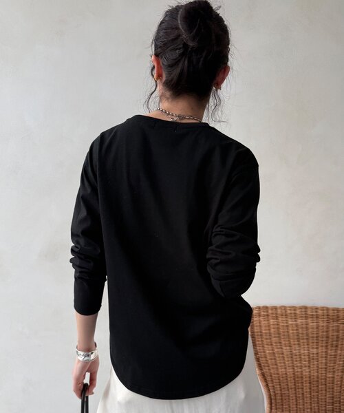 DouDou(ドゥドゥ)の「【WEB限定】レタリングプリントロンTEE(Tシャツ/カットソー・レディース・ブラック/グレー/オフホワイト・FREE)」の22枚目の写真