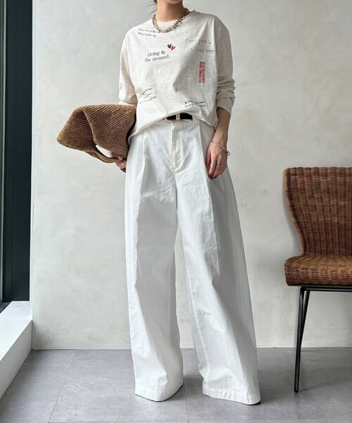 DouDou(ドゥドゥ)の「【WEB限定】レタリングプリントロンTEE(Tシャツ/カットソー・レディース・ブラック/グレー/オフホワイト・FREE)」の21枚目の写真