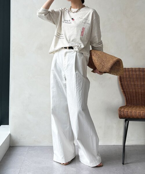 DouDou(ドゥドゥ)の「【WEB限定】レタリングプリントロンTEE(Tシャツ/カットソー・レディース・ブラック/グレー/オフホワイト・FREE)」の19枚目の写真