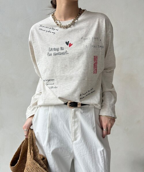 DouDou(ドゥドゥ)の「【WEB限定】レタリングプリントロンTEE(Tシャツ/カットソー・レディース・ブラック/グレー/オフホワイト・FREE)」の16枚目の写真