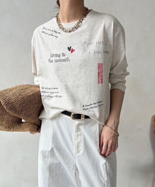 DouDou(ドゥドゥ)の「【WEB限定】レタリングプリントロンTEE(Tシャツ/カットソー・レディース・ブラック/グレー/オフホワイト・FREE)」の15枚目の写真