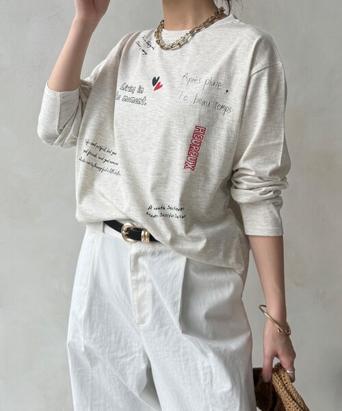 DouDou(ドゥドゥ)の「【WEB限定】レタリングプリントロンTEE(Tシャツ/カットソー・レディース・ブラック/グレー/オフホワイト・FREE)」の14枚目の写真