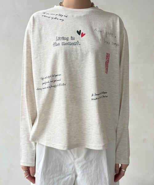 DouDou(ドゥドゥ)の「【WEB限定】レタリングプリントロンTEE(Tシャツ/カットソー・レディース・ブラック/グレー/オフホワイト・FREE)」の12枚目の写真