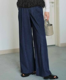 IEDIT（イディット）の「ＩＥＤＩＴ　デニムのお悩み解決！　伸びやかでやわらかい布はく見えカットソーデニムワイドパンツ（デニムパンツ）」