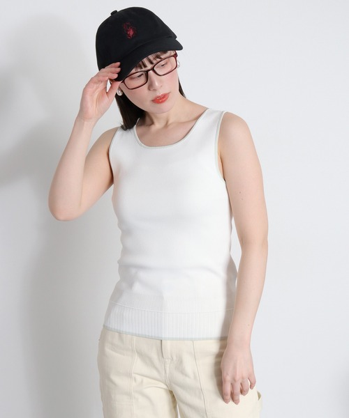 cepo（セポ）の「〈前後2way〉ソウバリ裾デザインパイピングタンクトップ（タンクトップ・レディース・ブラック/オフホワイト/グレー/ラベンダー/チャコール/サックスブルー・M）」の9枚目の写真