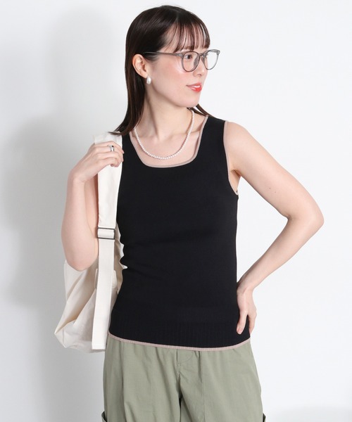 cepo（セポ）の「〈前後2way〉ソウバリ裾デザインパイピングタンクトップ（タンクトップ・レディース・ブラック/オフホワイト/グレー/ラベンダー/チャコール/サックスブルー・M）」の20枚目の写真