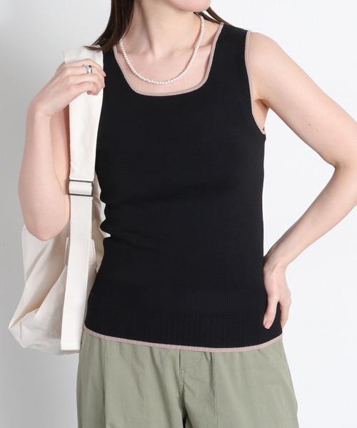 cepo（セポ）の「〈前後2way〉ソウバリ裾デザインパイピングタンクトップ（タンクトップ・レディース・ブラック/オフホワイト/グレー/ラベンダー/チャコール/サックスブルー・M）」の22枚目の写真